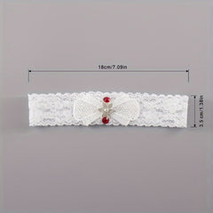ROAD BULL Lace Bridal Garter Belt with Rhinestone Butterfly