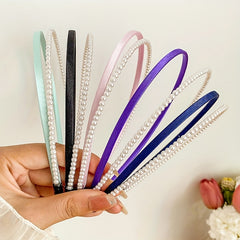 Double Layer Faux Pearl Hair Hoop for Face Washing and Yoga
