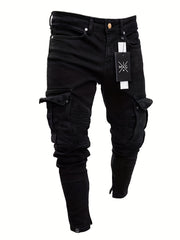 Men's Skinny Fit Cargo Pants with Flap Pocket