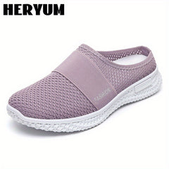 Women's Breathable Knit Mule Sneakers Lightweight Slip On Shoes