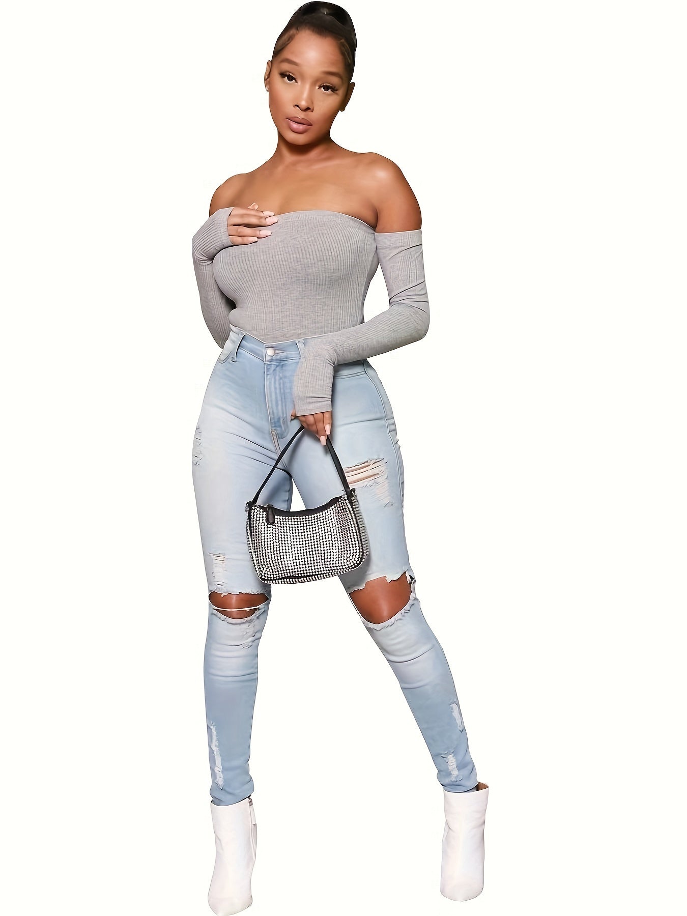Ripped High Rise Skinny Jeans
