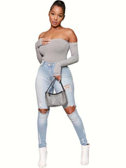 Ripped High Rise Skinny Jeans
