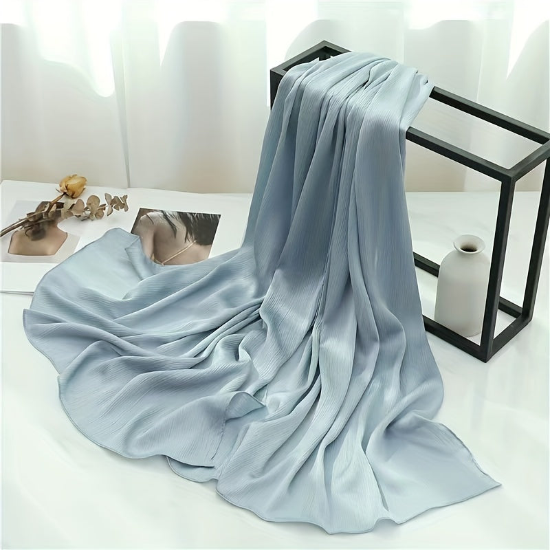 Silk Yarn Scarf Solid Chiffon Hijab Soft Breathable Headscarf