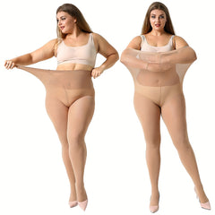 2 Pack Women's Plus Size High Rise Stretchy Tights Set