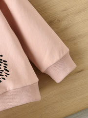 Girls Hedgehog Print Pullover Sweatshirt Crew Neck Top