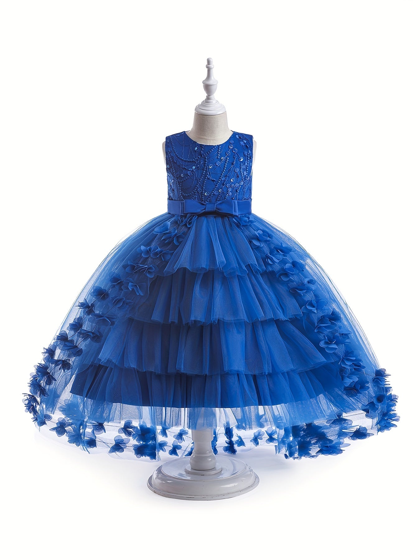 Girls Sleeveless Bowknot Dress Skirt Birthday Party Princess Dress