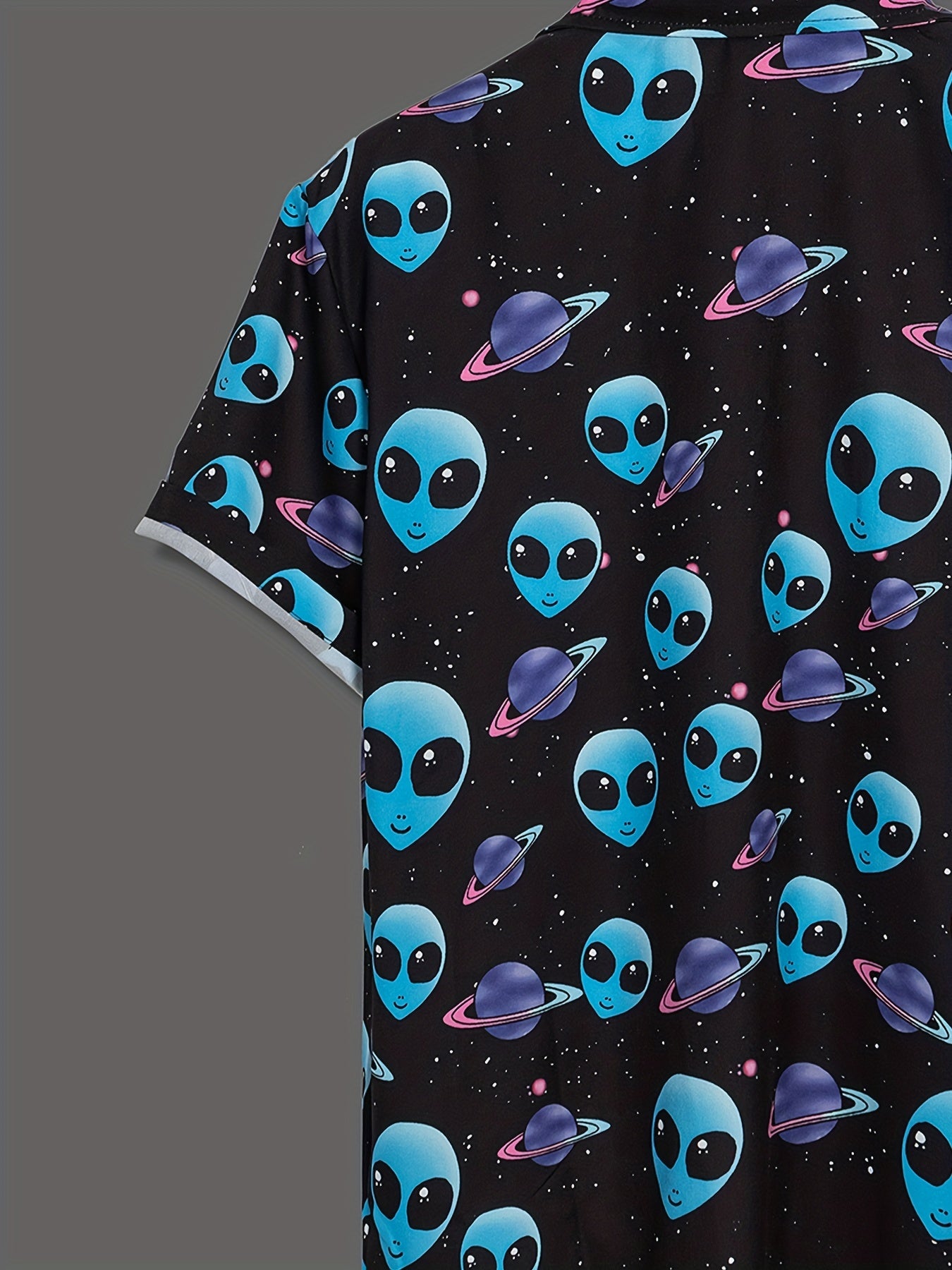 Alien Print Men's Short Sleeve Shirt for Summer Vacation