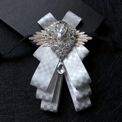Sparkling Faux Diamond Bow Tie Collar Flower Tie for Men