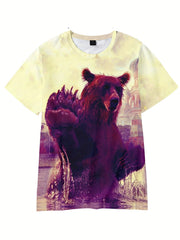 Boy's Brown Bear Graphic T Shirt - Summer Tee