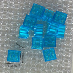 20pcs Transparent ABS 2x2 Building Blocks MOC High Brick Bricks in 6 Colors
