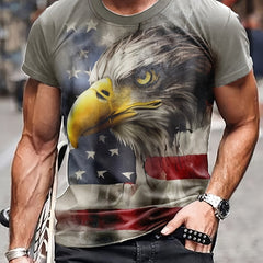 Eagle Pattern Men's Short Sleeve Graphic Tee Summer Clothes