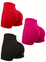 3 Pcs Seamless Summer Sports Shorts High Waist Stretchy Yoga Fitness