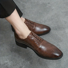 Men's Brogue Carved Oxford Shoes for Wedding Business