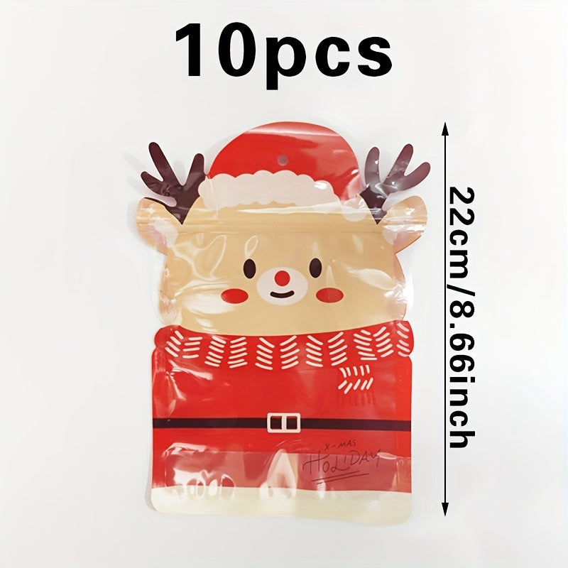 10pcs Christmas Gingerbread Man Candy Cookie Bags