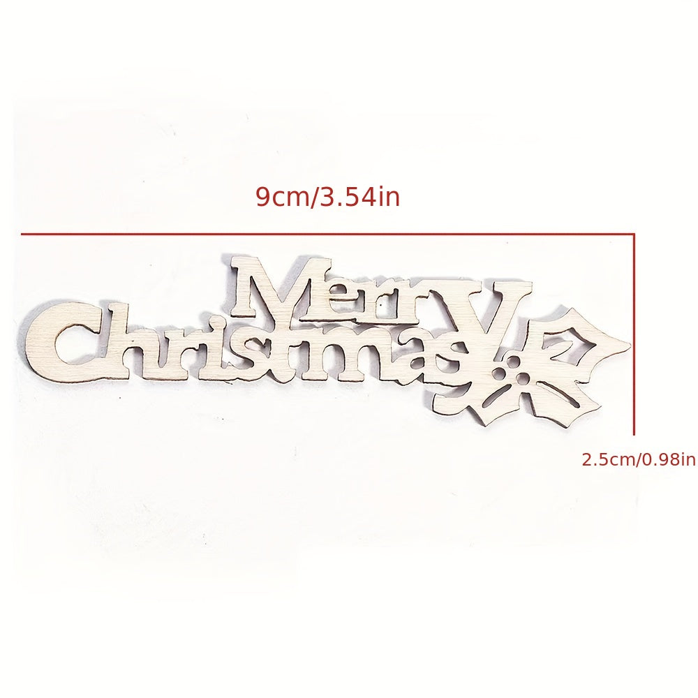 10pcs Merry Christmas Word Wood Chip Sign Decoration