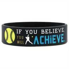 Motivational Softball Silicone Bracelet for Players - Never Give Up!