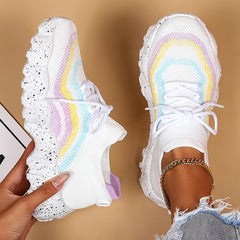 Women's Rainbow Chunky Slip On Sock Sneakers