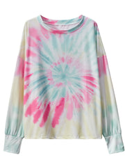 Tie Dye Long Sleeve T-Shirt Crew Neck Sweatshirt Women's Clothing