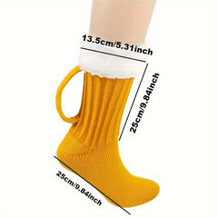 Men's Beer Shape Crew Socks Fleece Lined Casual Unisex Outdoor Winter Fall