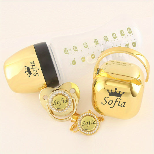 Custom Baby Pacifier Bottle & Storage Set - Personalized Name