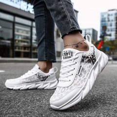 Mesh Letter Printed Sports Shoes, Lace Up Low Top Running Sneakers