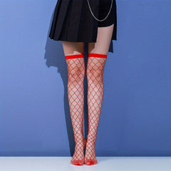 Fishnet Thigh High Stockings Rhinestone Over The Knee Socks