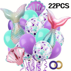 22pcs Mermaid Tail Balloons for Birthday Party Decoration