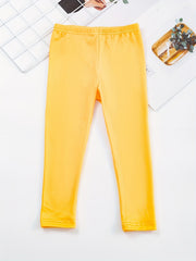 4pcs Girls' Stretch Ankle Pants Plain & Floral Print Casual Kids Pants