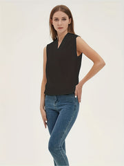 Solid Sleeveless Ruched Top for Women