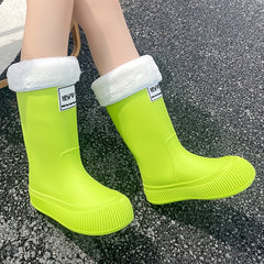 Women's Waterproof Rain Boots High Tube Warm Work Shoes
