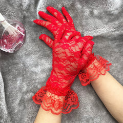 Lace Floral Short Gloves for Wedding Bridal Accessories