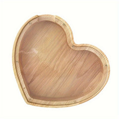 Wooden Coin Storage Jar Love Heart Kitten Gift Savings Wood Crafts Ornaments