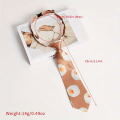 Poached Egg Print Shirt Bow Tie for Women