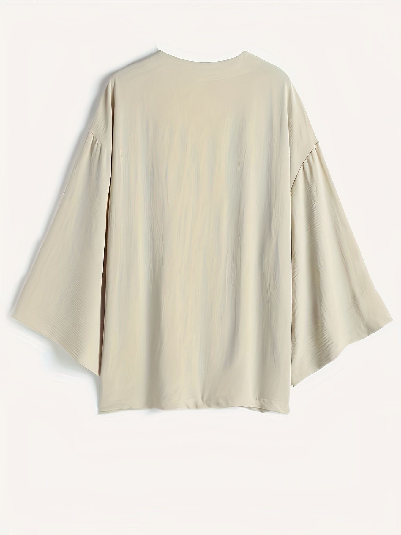 Women's Plus Solid Batwing Sleeve Kimono & Wide Leg Pants Set