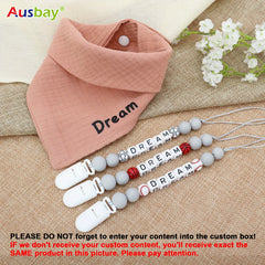 Custom Baby Gift Set Pacifier Clip & Bib