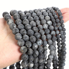 Natural Stone Labradorite Larvikite Moon Round Beads 4-12MM Strand