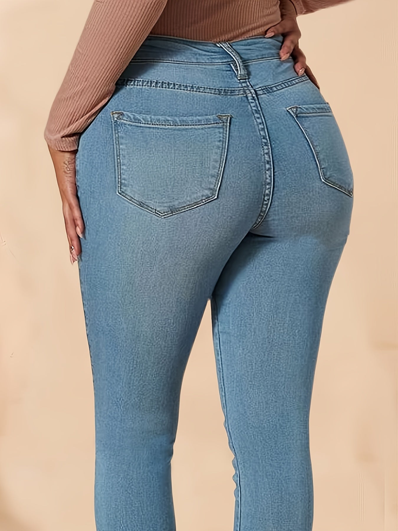 High Rise Skinny Jeans Women's Plus Denim Pants