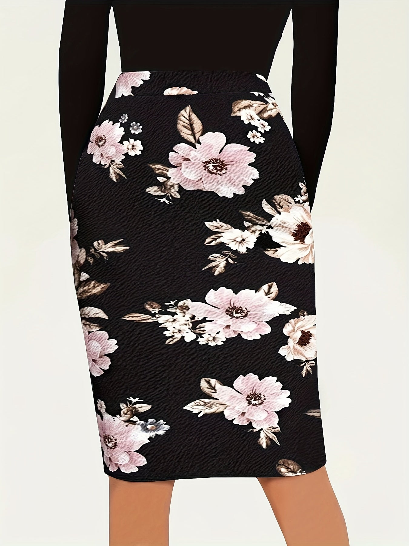 Floral Print High Waist Slit Skirt for Women