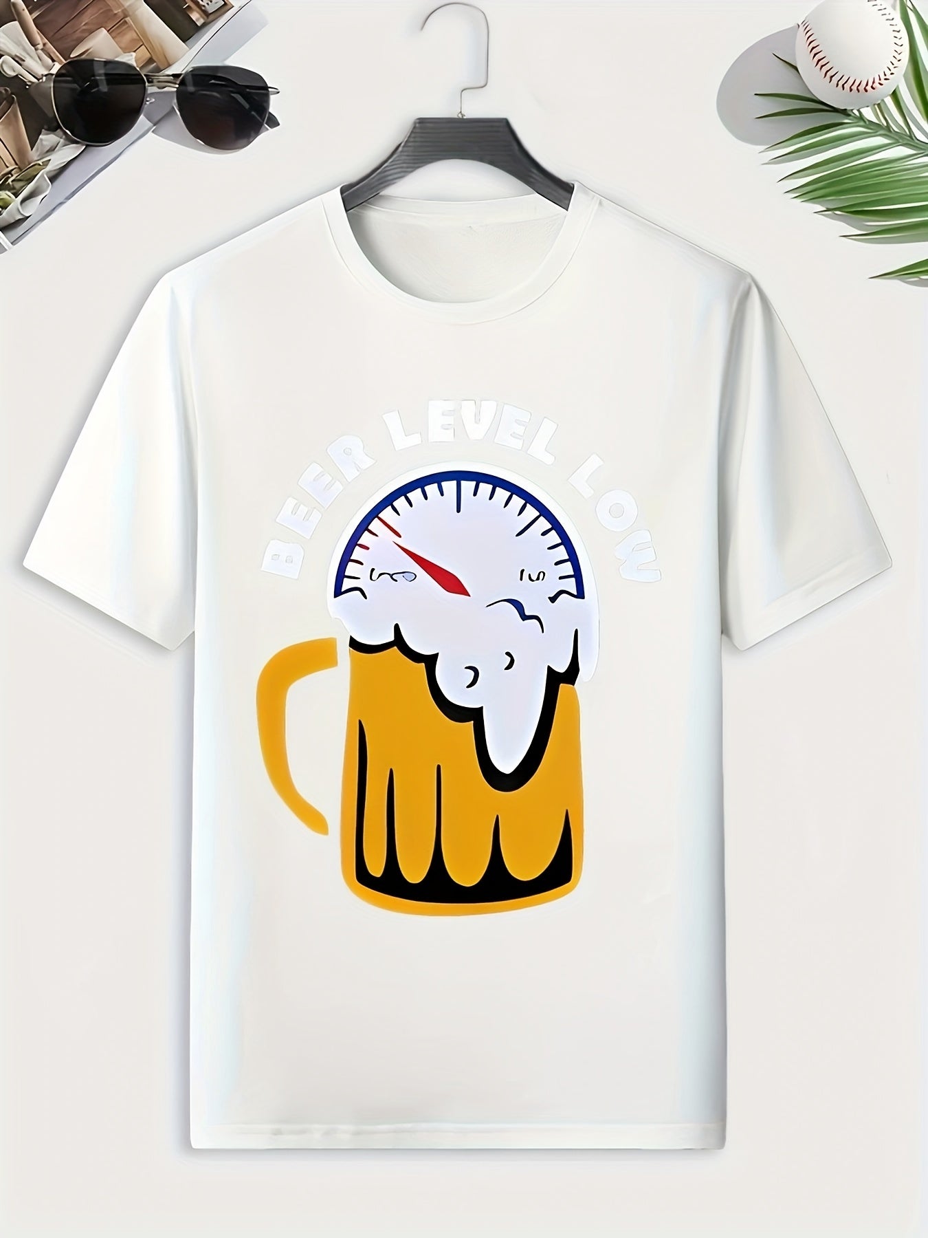 Men's Beer Level Low Comfy T-shirt for Outdoor Summer