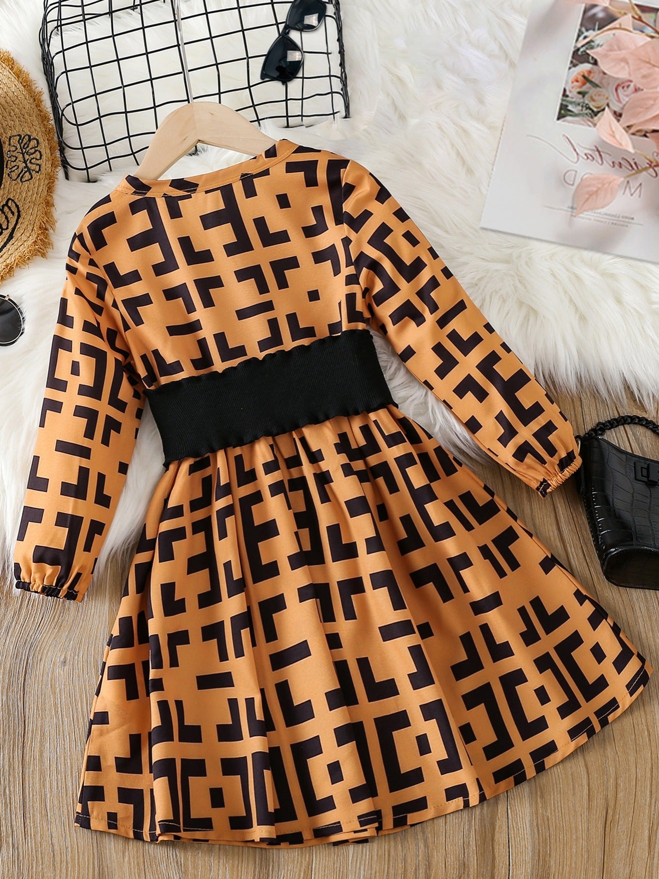 Girls Long Sleeve Dress with Adjustable Belt