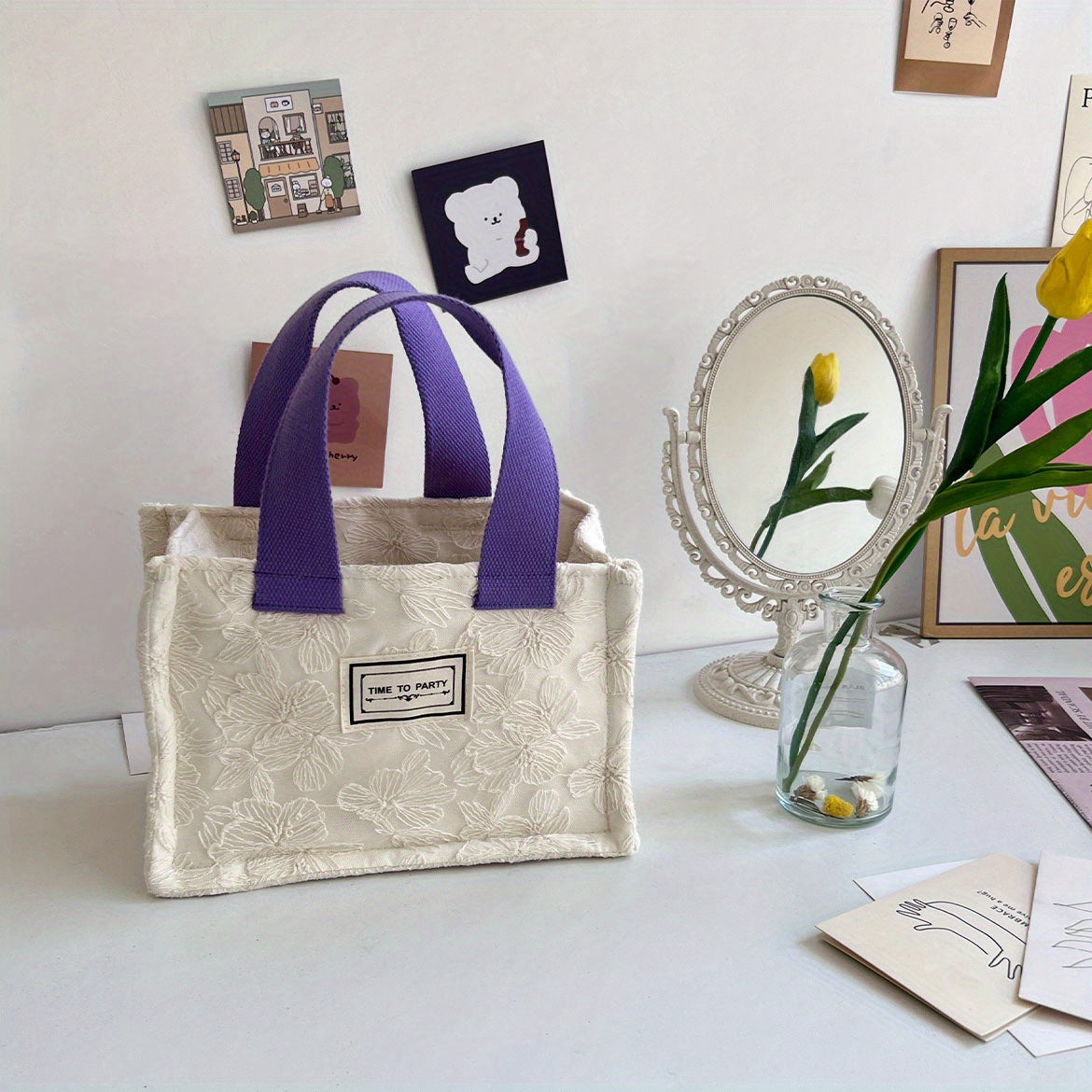 Floral Lunch Box Bag Lace Storage Bag Mommy Bag
