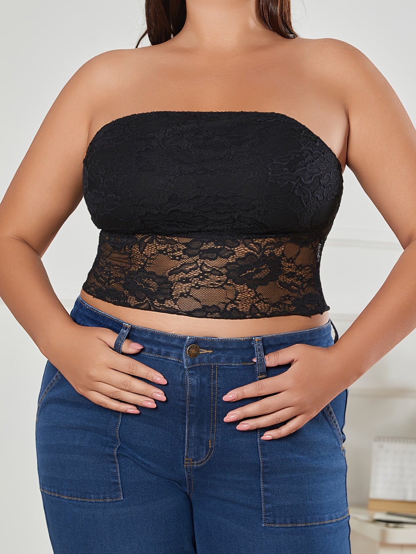 Floral Lace High Stretch Tube Bra