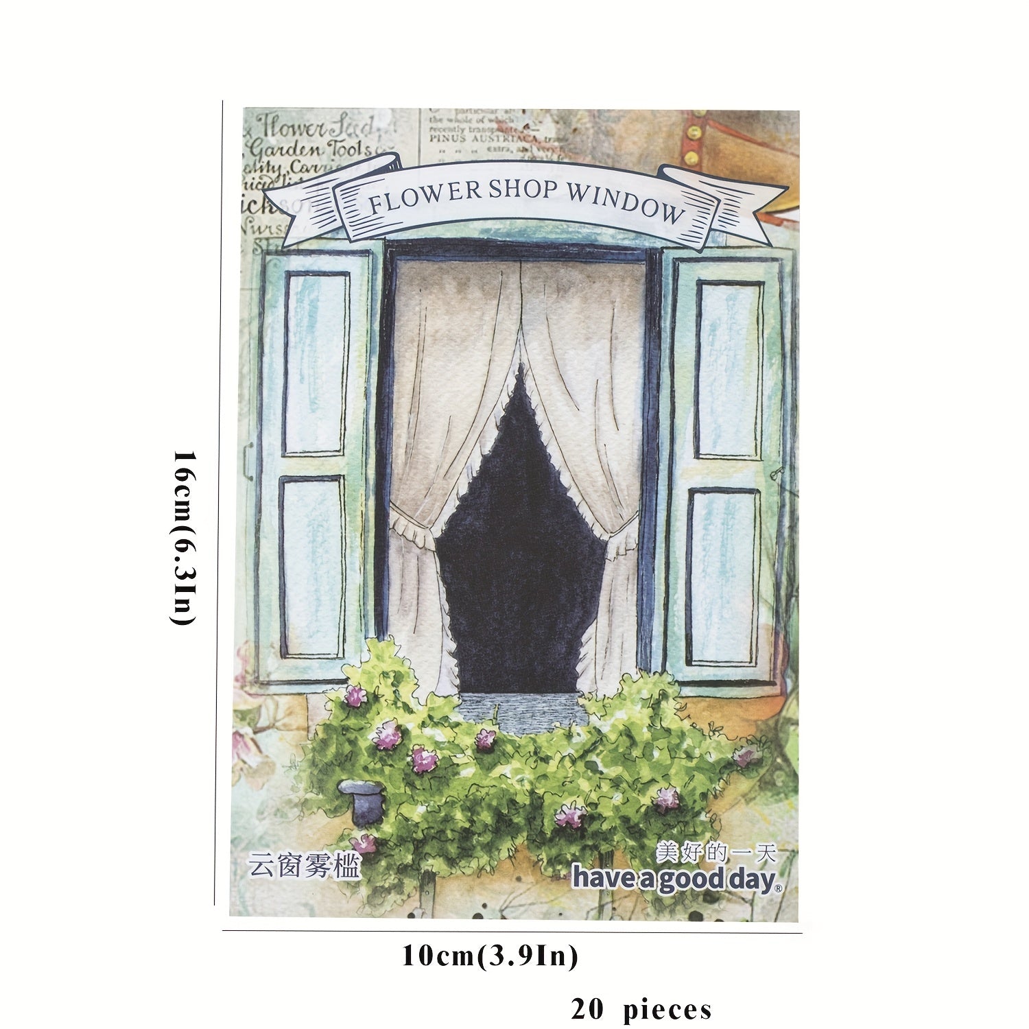 20pcs Retro Floral Window Deco Material