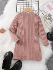 Girls Knitted Thermal Crew Neck Sweater Dress