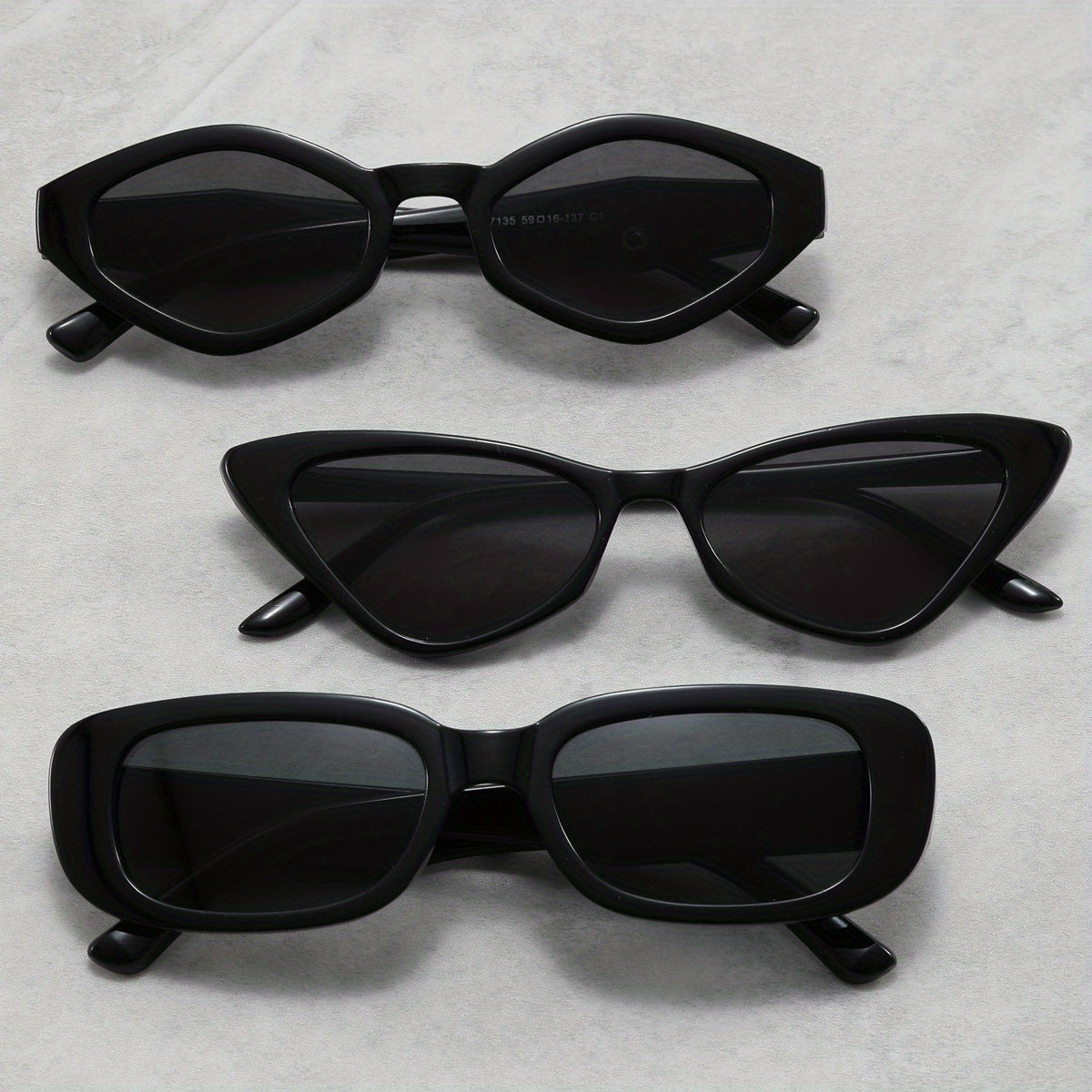 3pairs Cat Eye Personalized Sunglasses Geometric Lens Eyewear