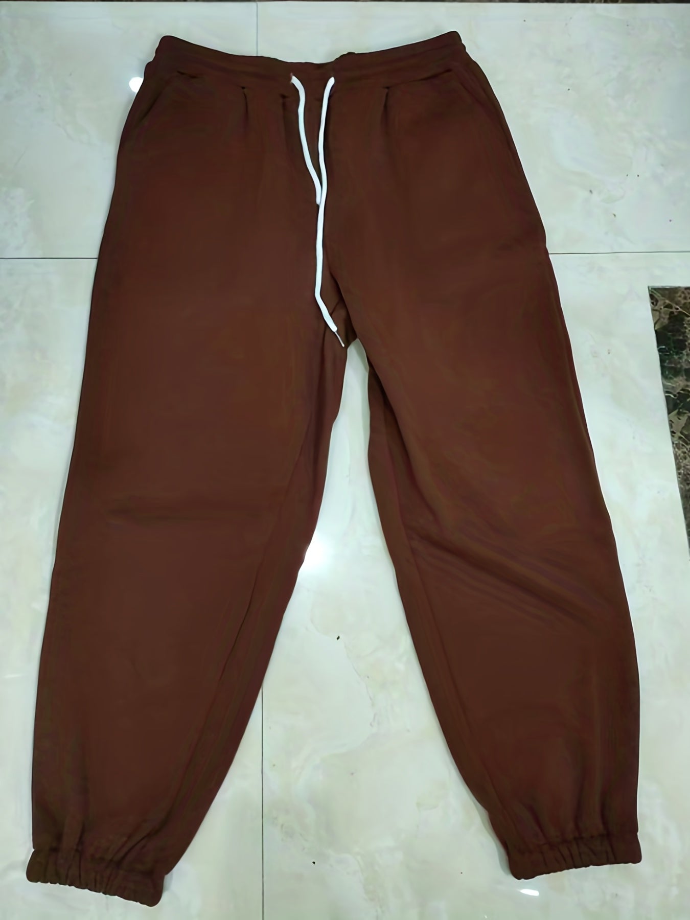 3 Pack Plus Size Basic Pants Women's Plus Solid Elastic Drawstring Hig...