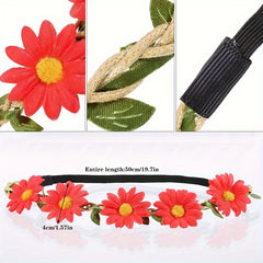 12pcs Multicolor Flower Garland Headbands for Wedding Party