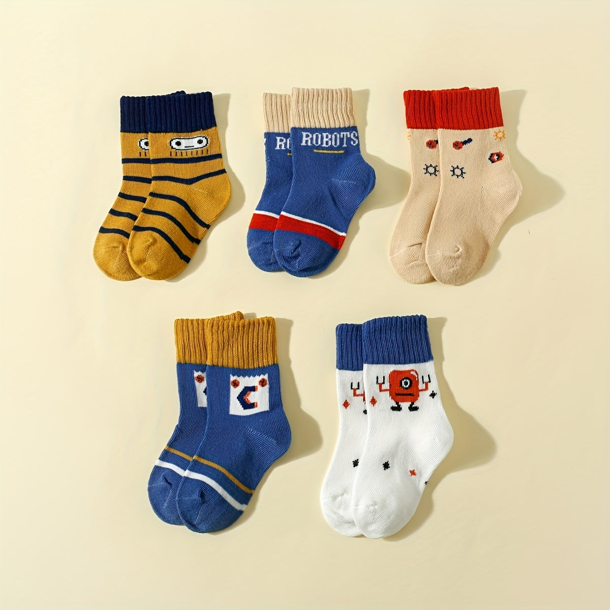 Stylish Robot Letter Striped Socks for All Seasons