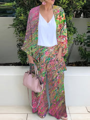 Women's Plus Floral Cardigan & Pants Set