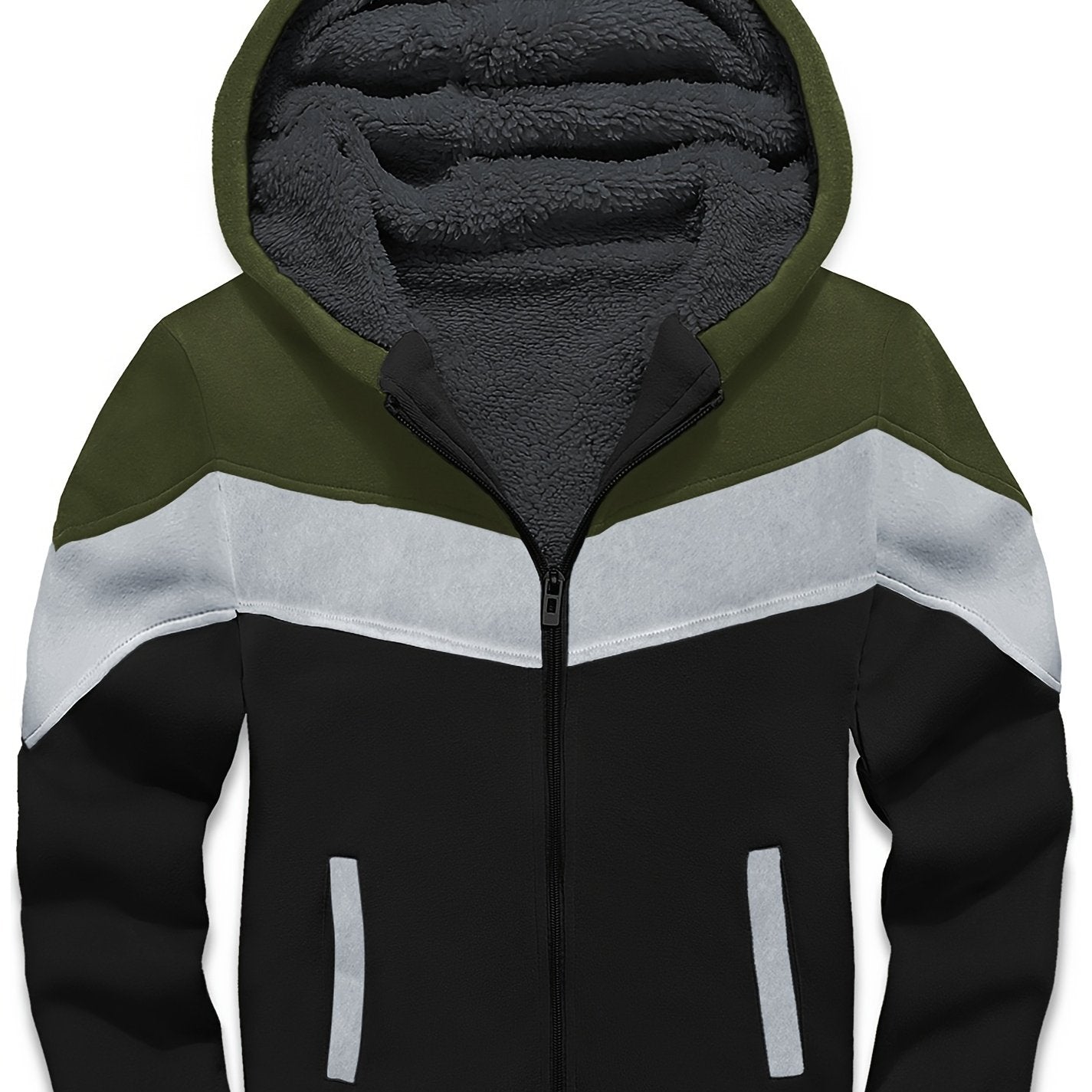 Kid's Block Stitching Fleece Jacket Zip Up Hoodie Coat
